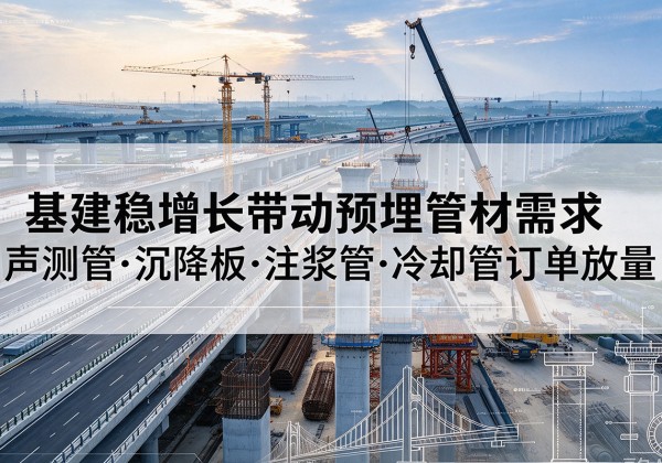 安平基建稳增长带动预埋监测管材需求，声测管、沉降板、注浆管订单持续放量